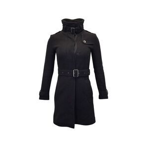Burberry Belted Winter Coat in Black Wool